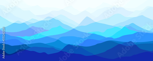 Multicolor mountains  silhouette waves  abstract color shapes  modern background  vector design Illustration 