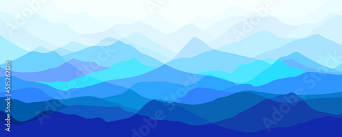 Multicolor mountains, silhouette waves, abstract color shapes, modern background, vector design Illustration 