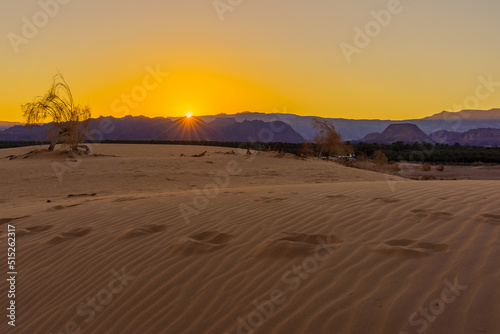 Sunset view of the Samar sand dunes  Arava desert