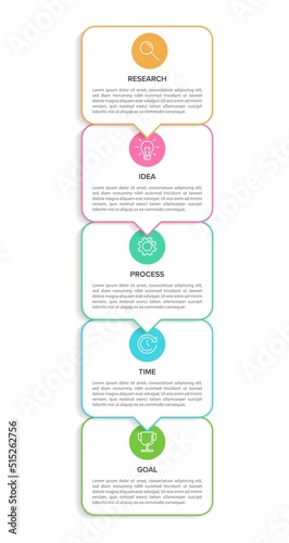 Vertical infographic design with icons and 5 options or steps. Thin line. Infographics business concept. Can be used for info graphics, flow charts, presentations, mobile web sites, printed materials.