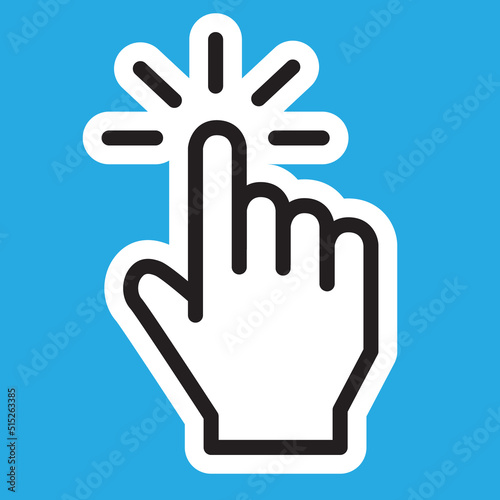 Icono cursor en. forma de mano contorno blanco