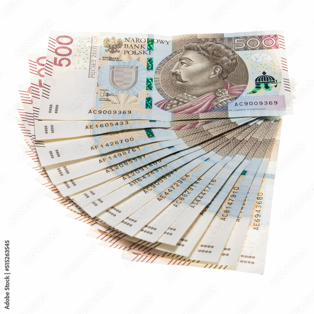 banknoty pięciusetzłotowe nowe banknoty wachlarz kasy
