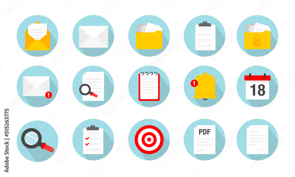 flat illustration Icon set. Icons with different marketing and business elements flat illustration Icon set. Icons with different marketing and business elements