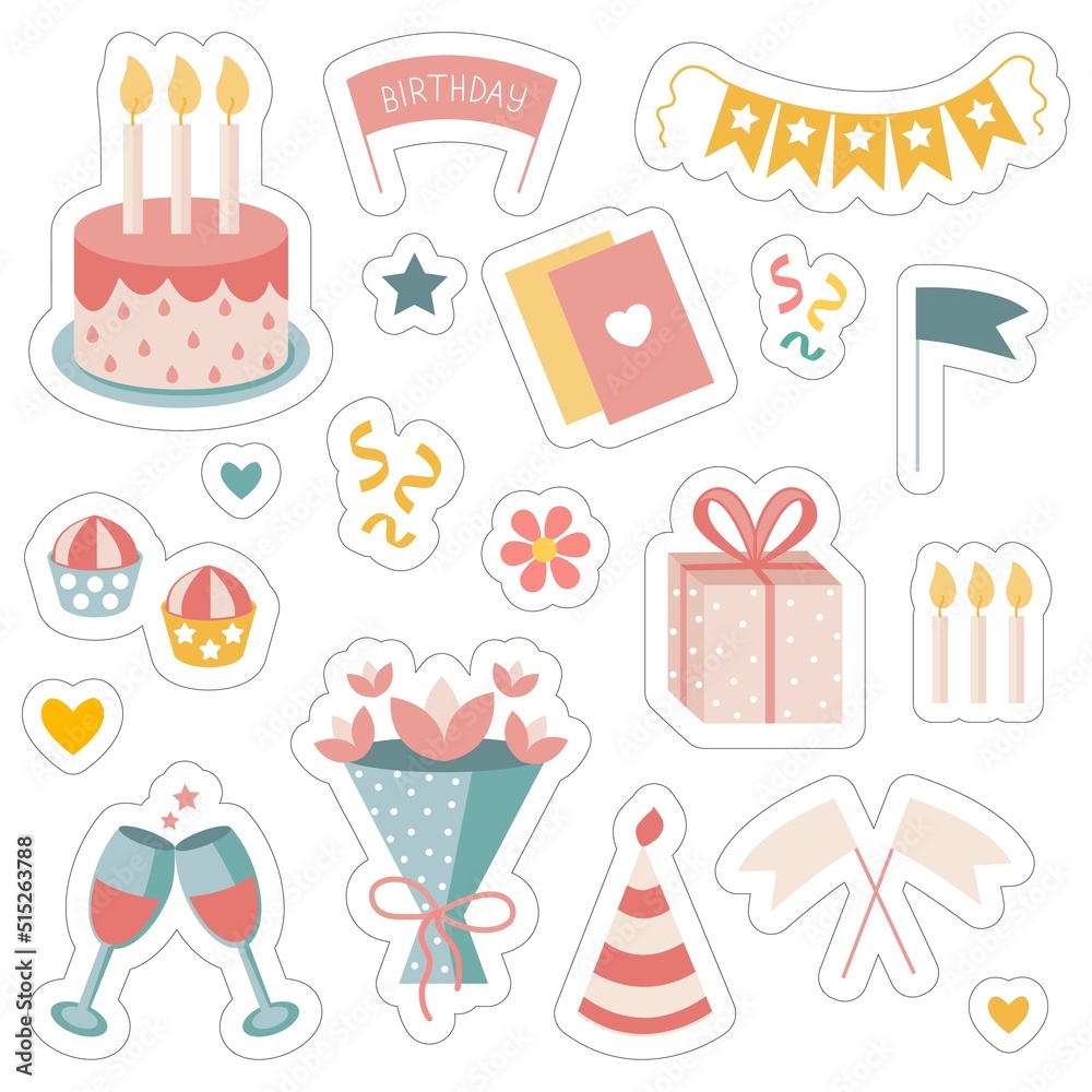 Set of birthday party design elements Set of birthday party design elements