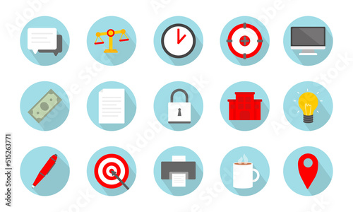 Business and marketing icon set flat illustration style.