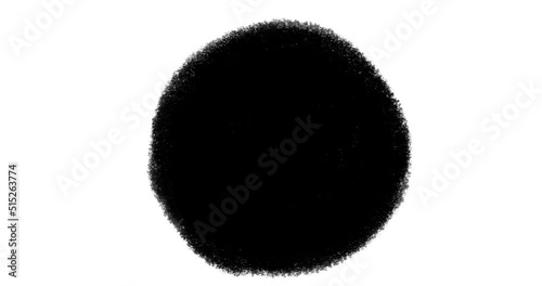 Animated luma mask loop. Circle shaped container with rough edges. Black dry brush blob over white background.