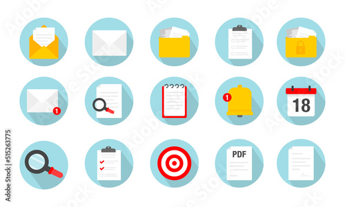 flat illustration Icon set. Icons with different marketing and business elements 