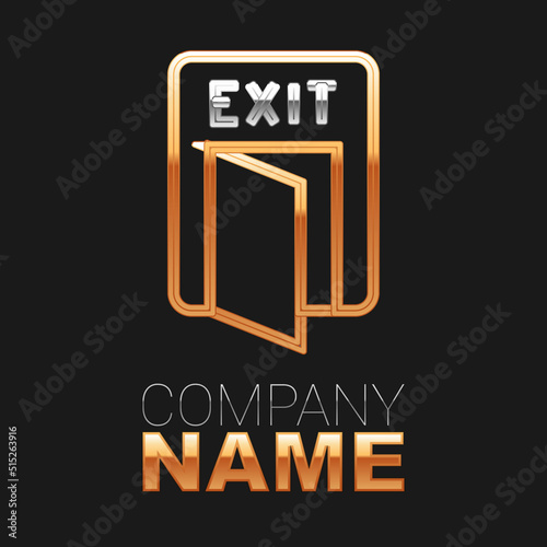 Line Fire exit icon isolated on black background. Fire emergency icon. Colorful outline concept. Vector