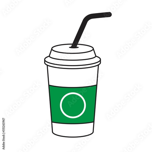 papper glass drink with straw icon vector design