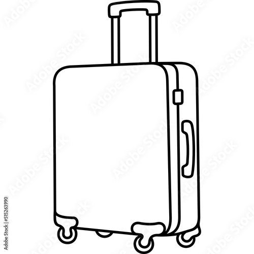 Rolling luggage for travel. Vector outline illustration.