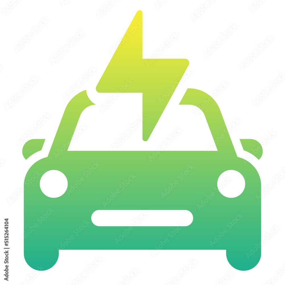 Electric car icon isolated on white background, EV car, Eco friendly vehicle concept Electric car icon isolated on white background, EV car, Eco friendly vehicle concept