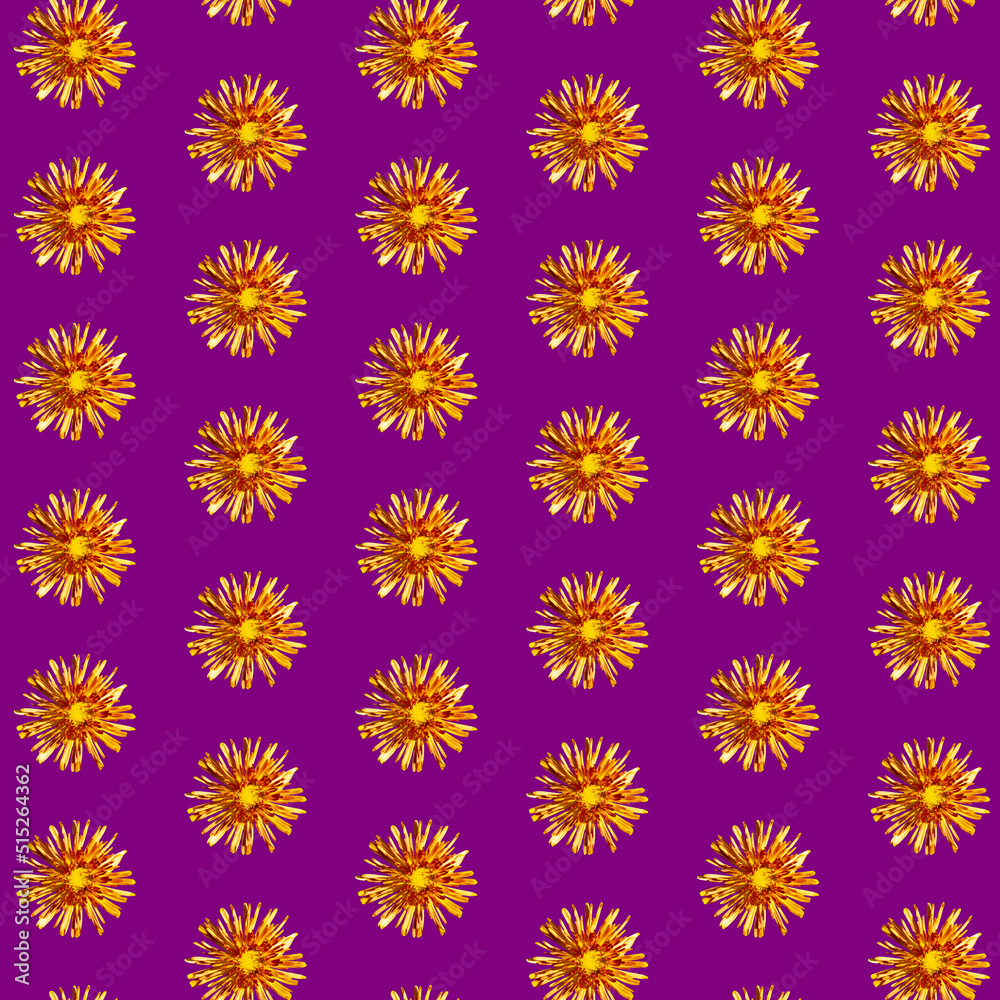 Beautiful chrysanthemums in geometric grid pattern on a velvet violet background Beautiful chrysanthemums in geometric grid pattern on a velvet violet background