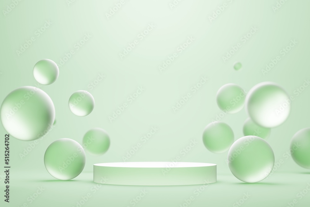 Green Pastel pedestal for product presentation.