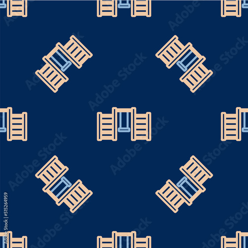 Line Wooden Swedish wall icon isolated seamless pattern on blue background. Swedish stairs. Vector