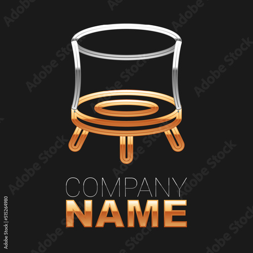 Line Jumping trampoline icon isolated on black background. Colorful outline concept. Vector