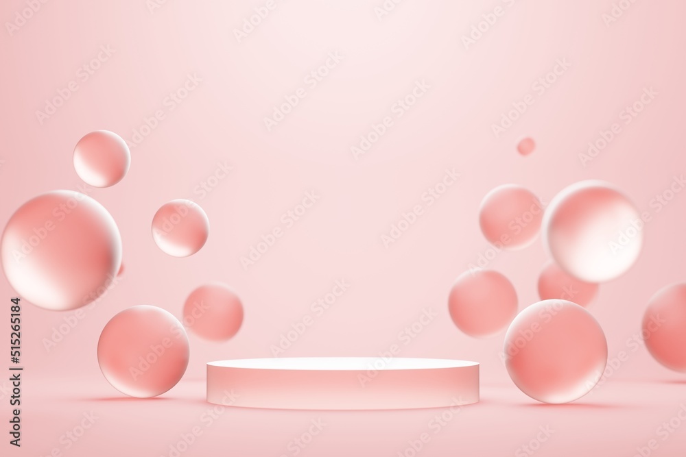 Pink Pastel pedestal for product presentation.