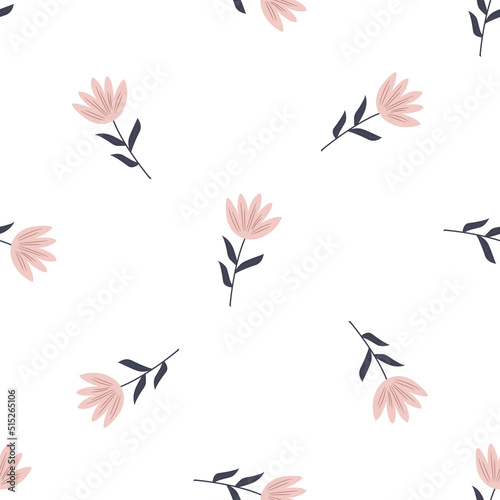 Seamless pattern with hand drawn flowers. Suitable for different prints  nursery  wallpaper  cloth design.