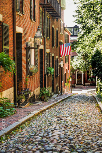 Historic Acorn Street of Beacon Hill, Boston, Massachusetts photo