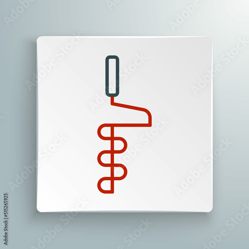 Line Hand ice drill for winter fishing icon isolated on white background. Colorful outline concept. Vector