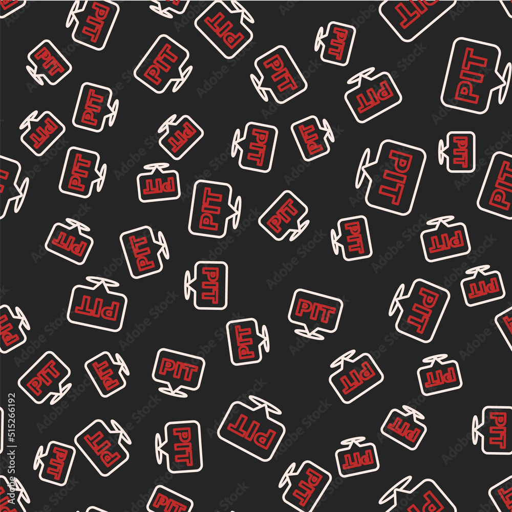 Line Pit stop icon isolated seamless pattern on black background. Vector Line Pit stop icon isolated seamless pattern on black background. Vector