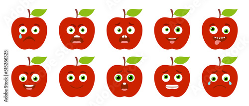 Emoticon of cute Apple. Isolated vector set