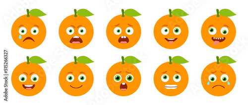 Emoticon of cute Orange. Isolated vector set