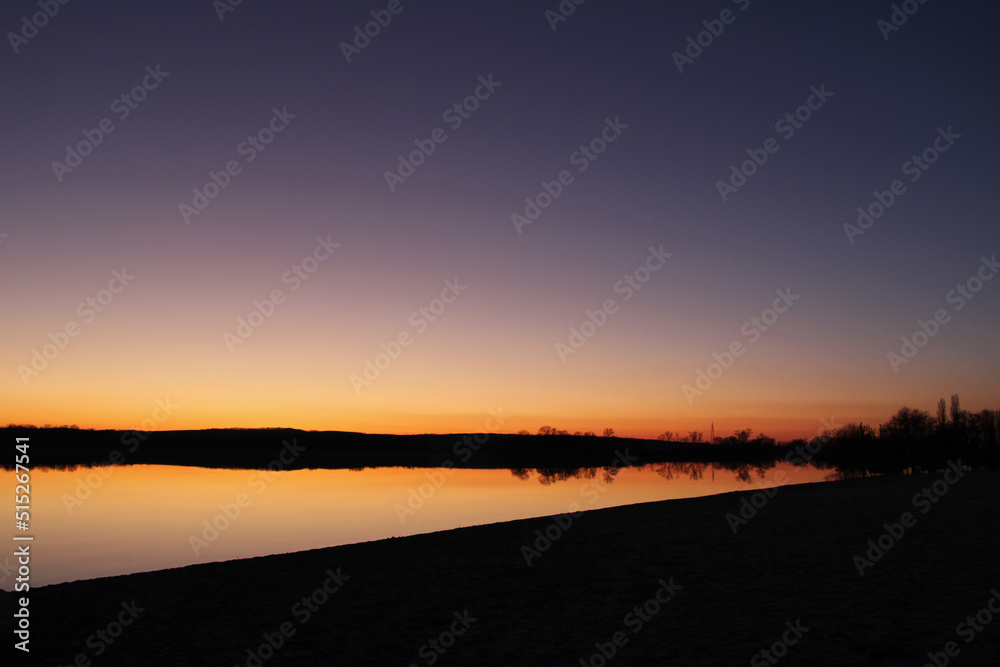 sunset over the river