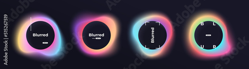 Circle banner with gradient isolated on black background. Vector set. Fluid vivid gradients for banners, brochures, covers. Abstract liquid shapes. Colorful bright neon template. Dynamic soft color.