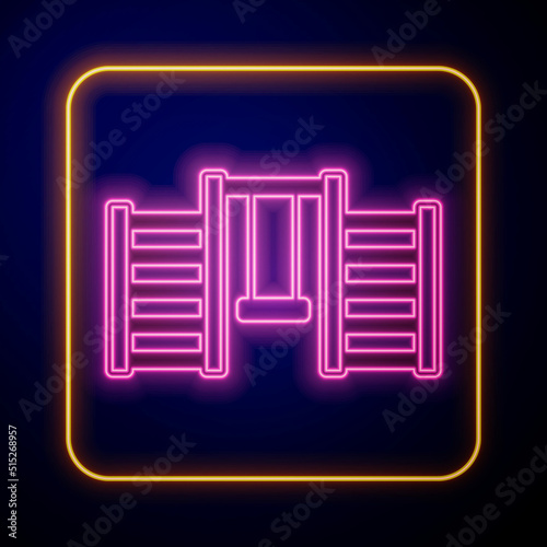Glowing neon Wooden Swedish wall icon isolated on black background. Swedish stairs. Vector