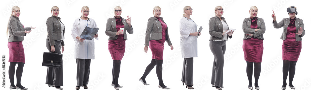 collage of a woman in full growth displaying many professions collage of a woman in full growth displaying many professions