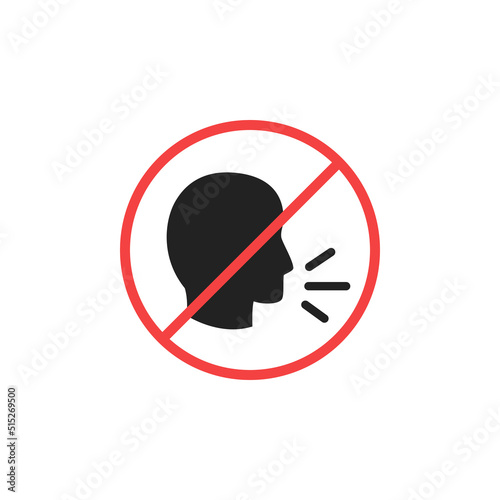 No loud talking icon. Stop speaking. High quality in colour vector illustration.