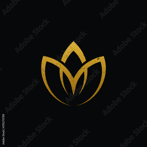 abstract initial letter AM logo in gold color isolated in black background applied for meditation center logo also suitable for the brands or companies that have initial name MA