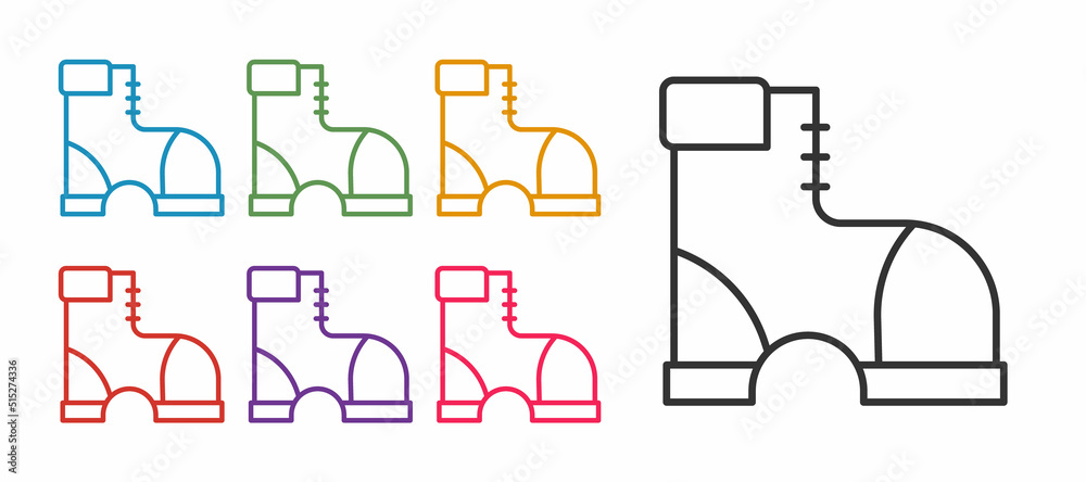 Set line Hunter boots icon isolated on white background. Set icons colorful. Vector Set line Hunter boots icon isolated on white background. Set icons colorful. Vector