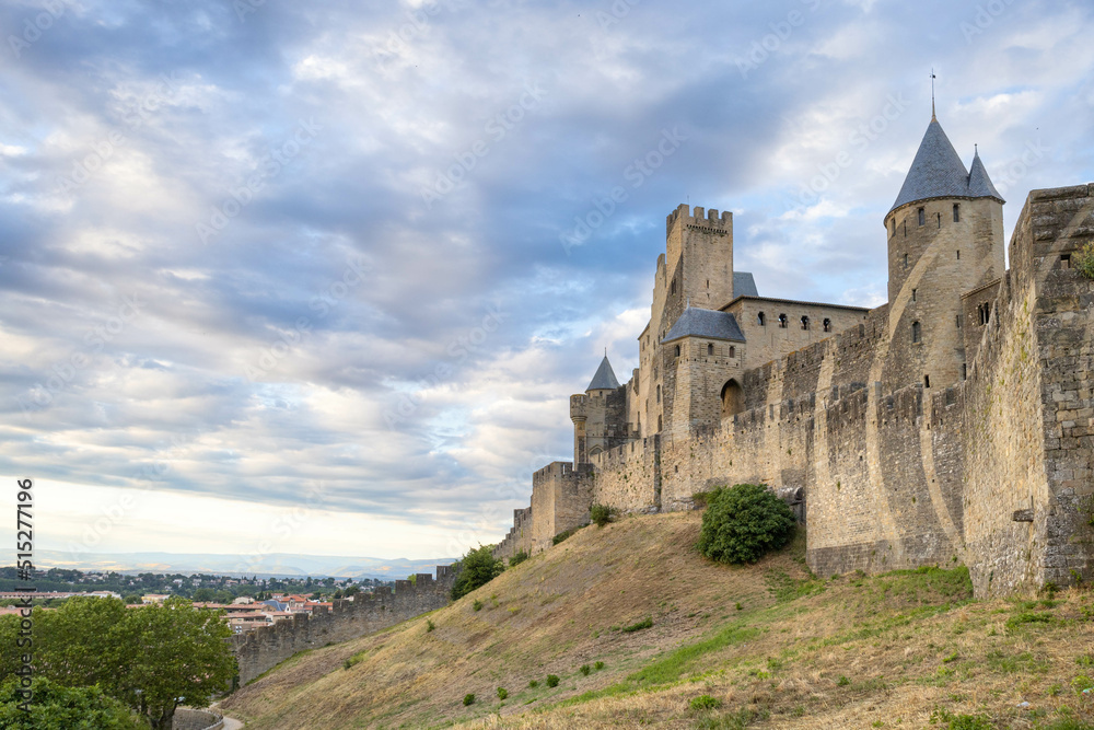 Picture of Carcassonne castle in France in the top of the hill Picture of Carcassonne castle in France in the top of the hill