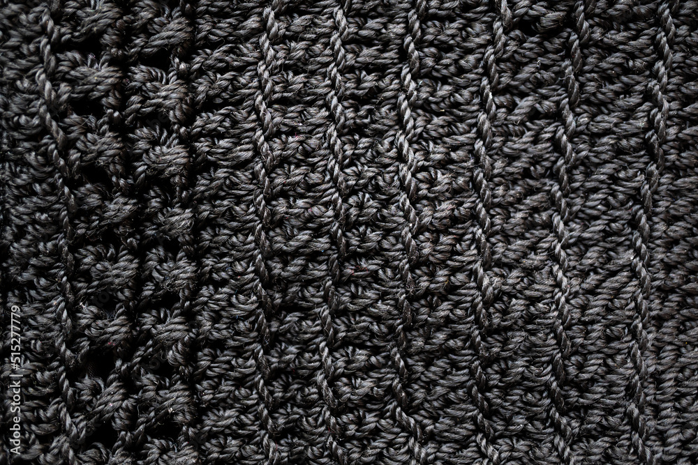 detalle de bolsa tejida negra, close up detalle de bolsa tejida negra, close up
