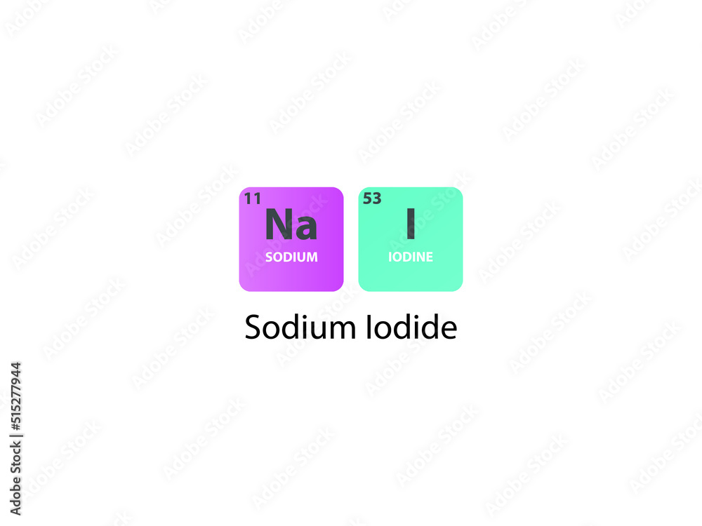 NaI Sodium Iodide molecule. Simple molecular formula consisting of ...