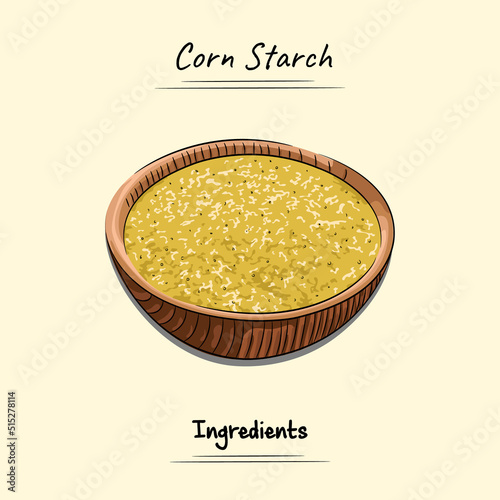 Corn Starch Illustration Sketch And Vector Style. Good to use for restaurant menu, Food recipe book, and food ingredients content. photo