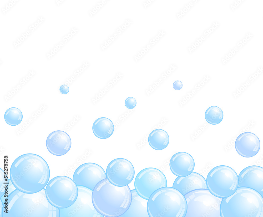 Soap bubbles pattern. Repeated horizontal foam decoration. Soap bubbles background. Vector Soap bubbles pattern. Repeated horizontal foam decoration. Soap bubbles background. Vector