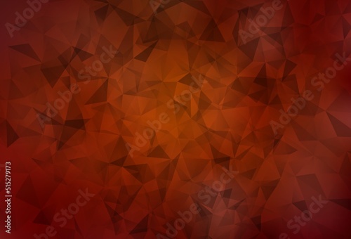 Dark Red, Yellow vector shining triangular background.