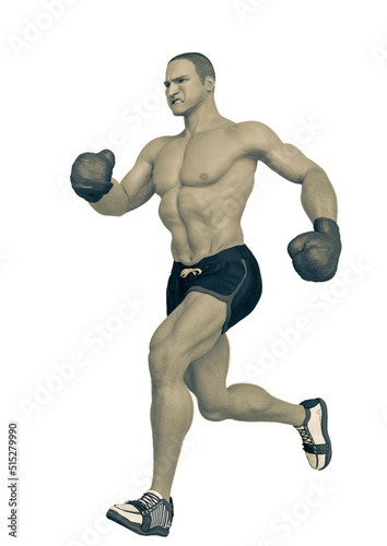 boxer cartoon running in a white background side view © DM7