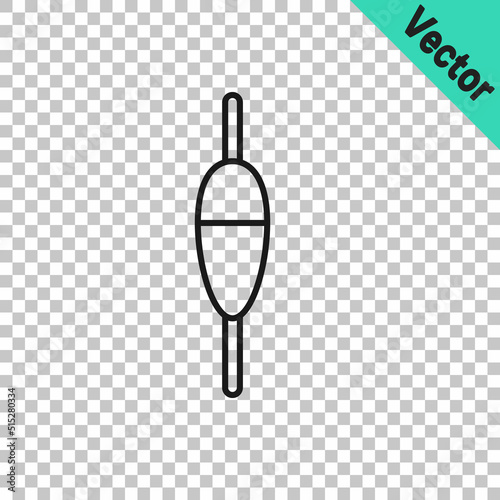 Black line Fishing float icon isolated on transparent background. Fishing tackle. Vector
