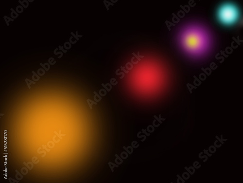 Abstract solar system on black background