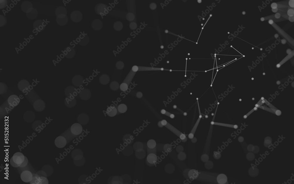 Fototapeta premium Abstract background. Molecules technology with polygonal shapes, connecting dots and lines. Connection structure. Big data visualization.