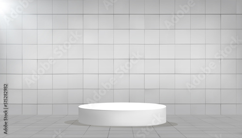 White mosaic marble tile texture  . flow and wall . geometry shape podium background for product