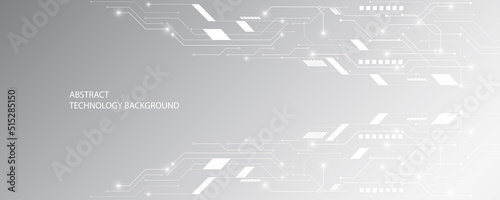 Grey white Abstract technology background, Hi tech digital connect, communication, high technology concept