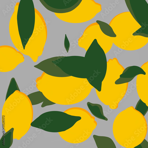 grey background with yellow lemons and green