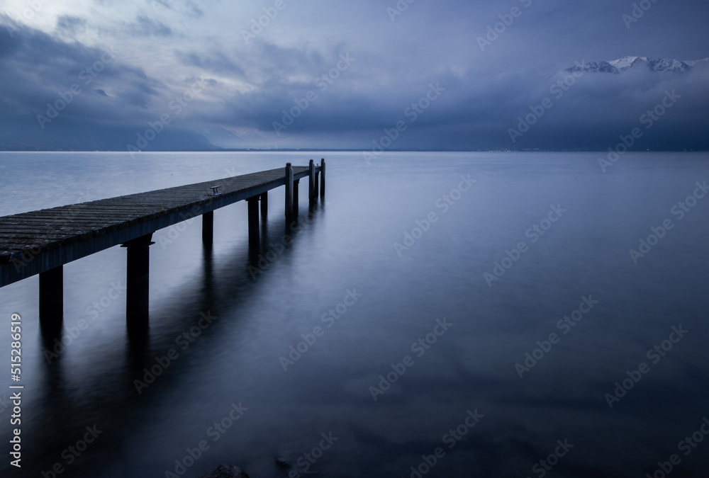 pier at dawn on Lake geneva