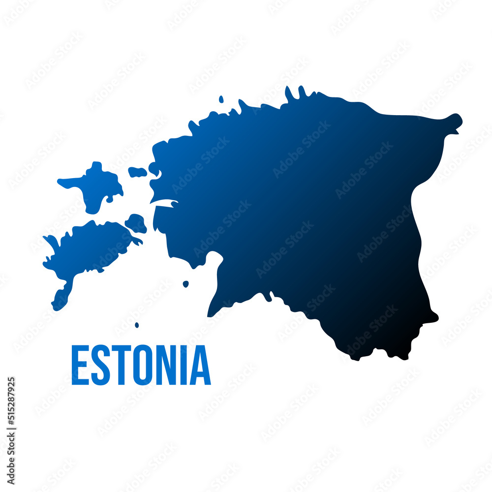 Estonia deep blue and black gradient isolated map