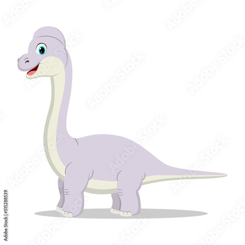 Cute brachiosaurus cartoon on white background