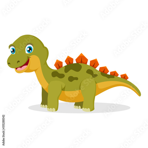 Cute stegosaurus cartoon on white background